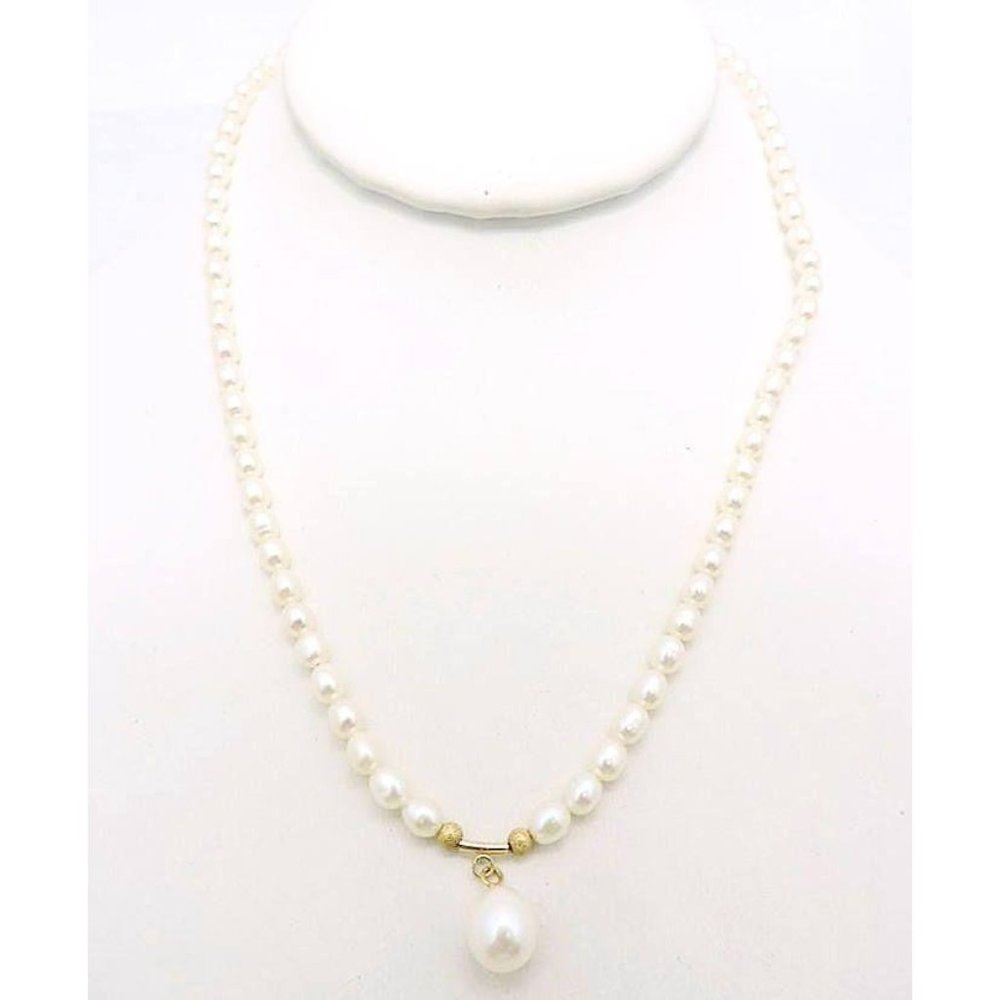 Vintage 14k Gold Pearl Drop Choker Necklace